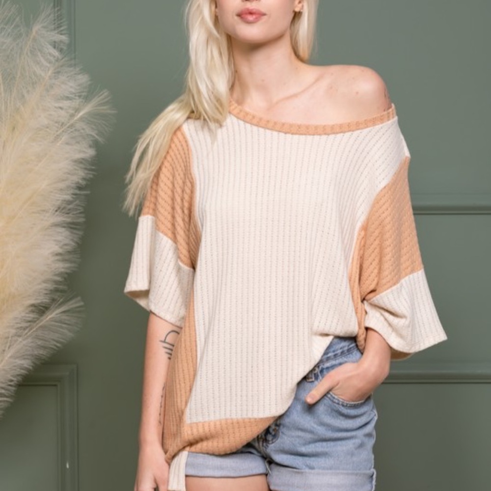 Women's Beige and Tan Top knit
